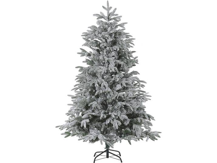 BELIANI Weihnachtsbaum 210 cm Weiß Schneebedeckt mit Kunstschnee und Ständer Weihnachtszeit/ Weihnachten/ Wohnzimmer Modern