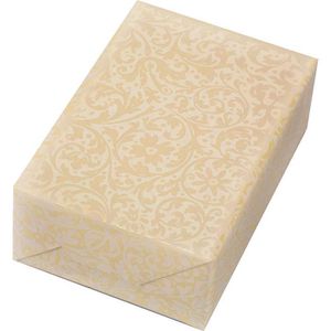 Jung-Design Geschenkpapier Brokat, weiß / beige, 50cm x 50m