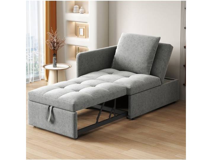 SENVIRO canapé lit 1 place convertible trois en un 177x68x65cm gris