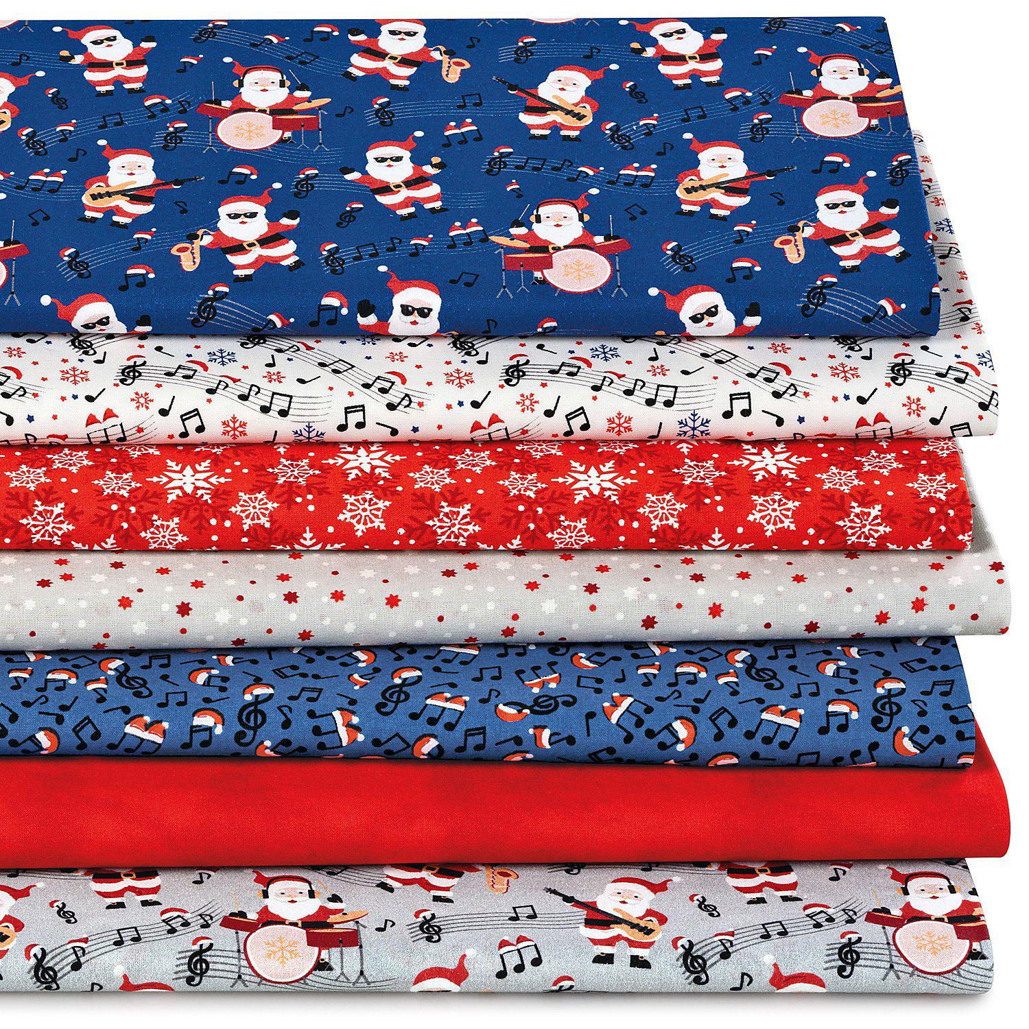 Patchwork- und Quiltpaket "Singing Santa", blau-color