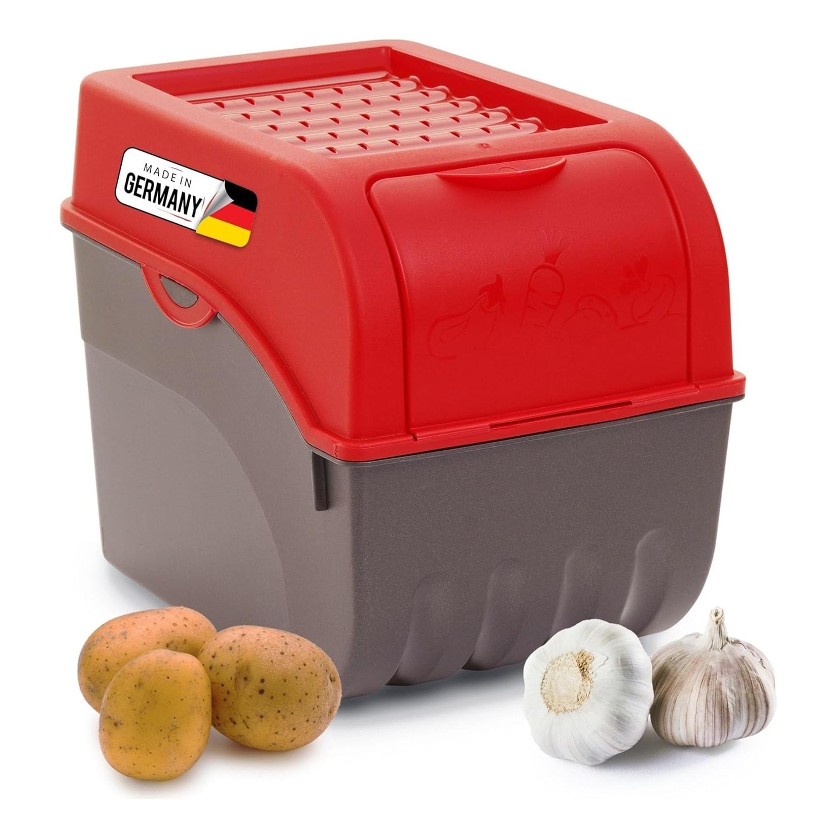 Kartoffel Aufbewahrungsbox groß 9L ROT Kartoffelbox Gemüsebox stapelbar Zwiebelbox Kartoffelkorb Obstbehälter Kartoffelkiste Zwiebel Aufbewahrung Frischhaltedose Möhren…