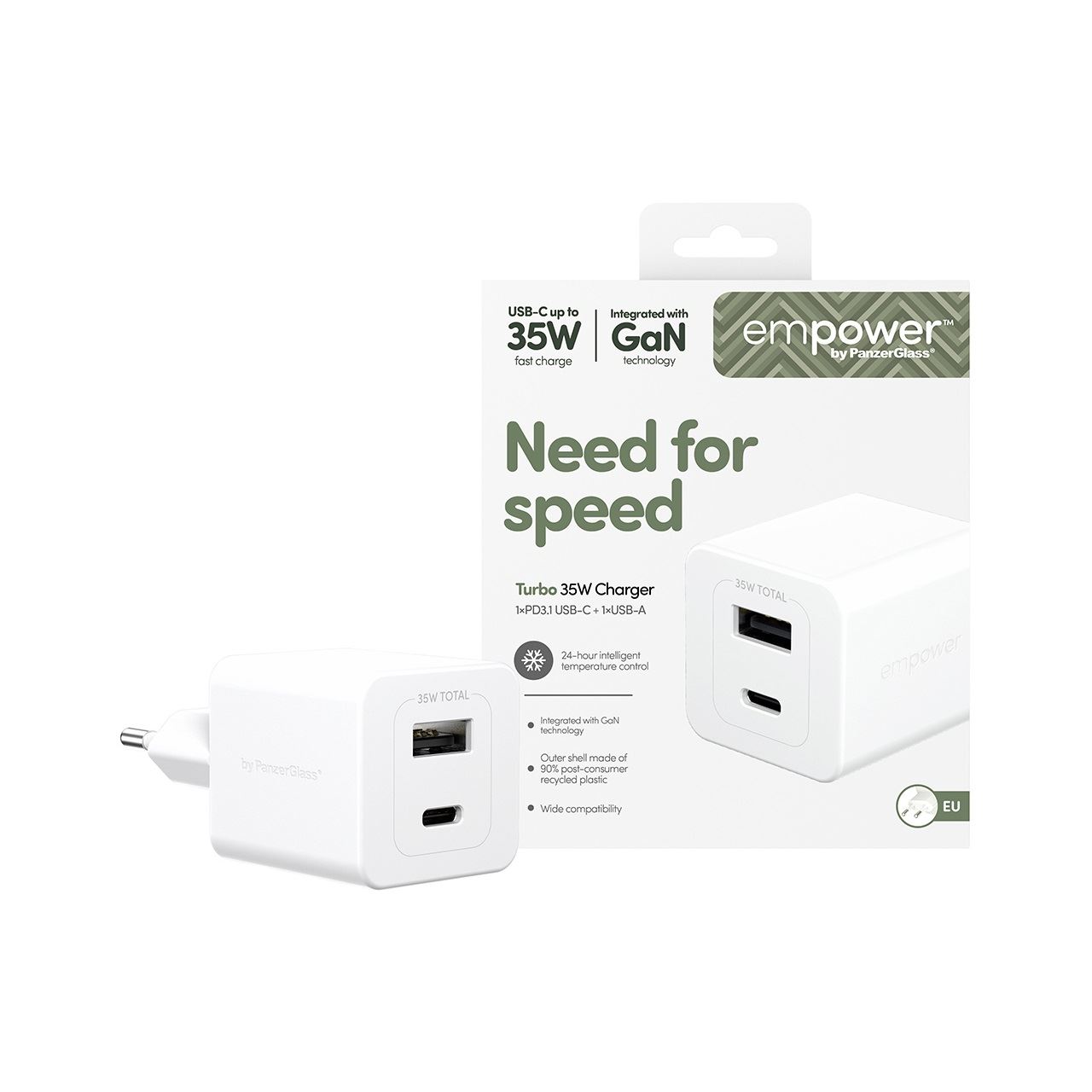 PANZERGLASS TURBO 35W CHARGER INCL. USB-C EM94326
