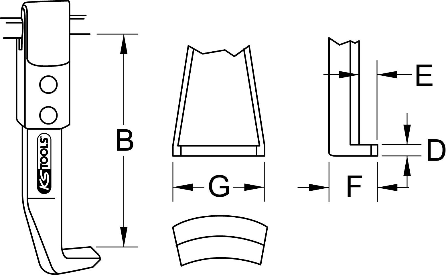 KS Tools 615.3604 Verwijderingsgereedschap voor poten, zilver, staal