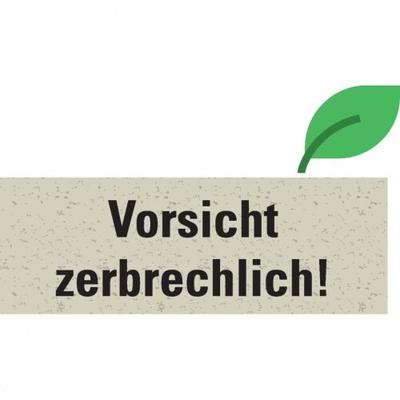 Aufkleber I Hinweisetikett Vorsicht zerbrechlich!, weiß, Graspapier, selbstklebend, 147x50mm, 6/Bogen