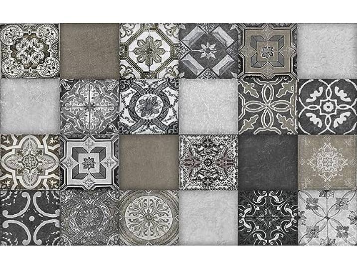 Cuadros Lifestyle Küchen Spritzschutz,Fliesenmuster' 80x50 cm Küchenrückwand Alu-DiBond Fliesenschutz für den Herd und Spüle Küche Küchenfliesen Fliesenspiegel Rückwand
