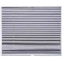 Thermo Black Out Plissee 110x100 cm hellgrau metallic 100% Verdunkelnd
