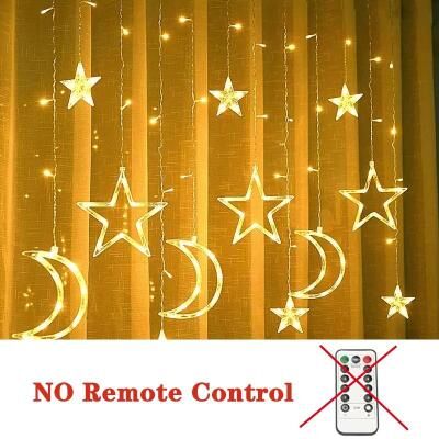 Uplift Picks Moon And Star LED Curtain Lights For Christmas And New Year Decor warm White (a)