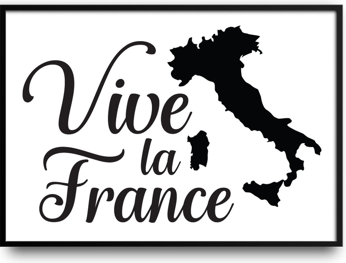 Vive la France Italie Grappige Fotolijst met Glas, 50 x 70 cm