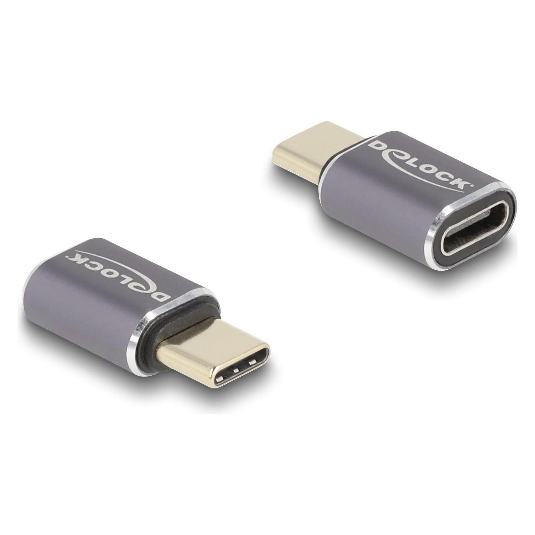 Delock USB Adapter 40 Gbps USB Type-C PD 3.0 100 W Stecker zu Buchse Portschoner 8K 60 Hz Metall (60046)