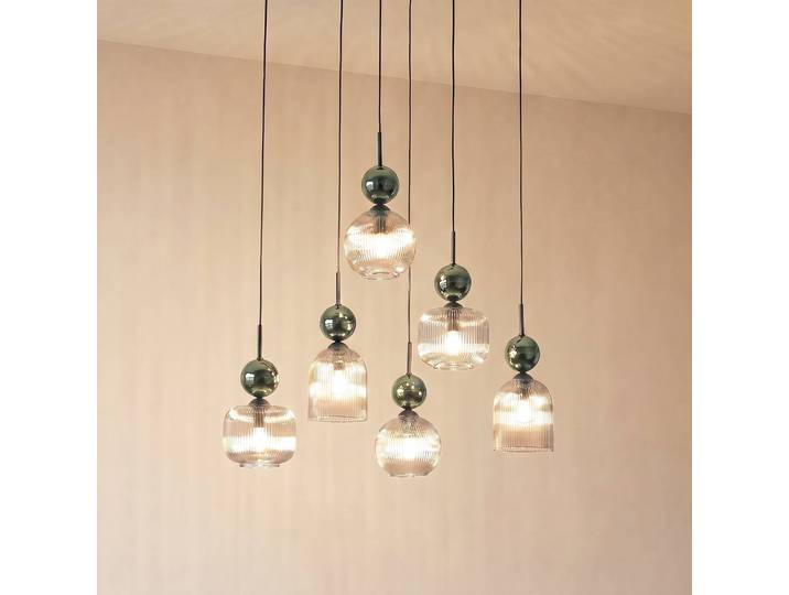 Hängelampe Sophia TK Lighting, dimmbar, grün, für Wohn- / Esszimmer, Glas, Modern, Pendelleuchte