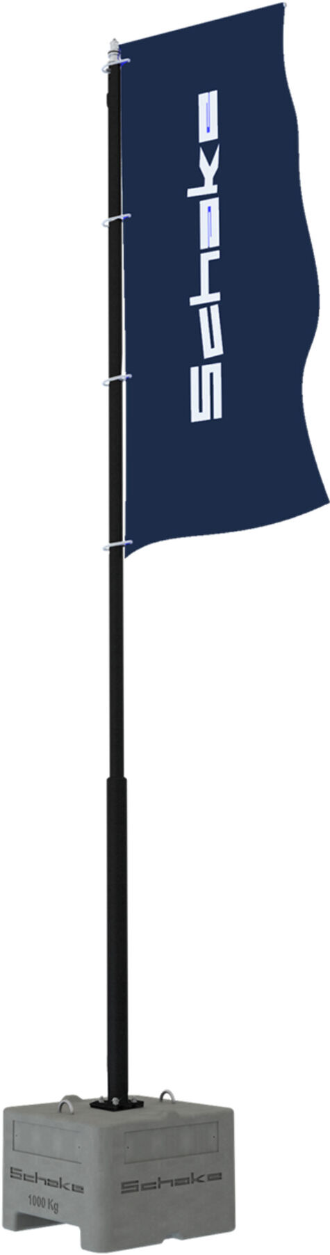 Schake Lampenmast Set 1, 5 m Masthöhe, RAL9005, 600 kg Beton- Aufstellvorrichtung, Lichtfarbe 4000 K (353150-RAL9005-SET1)