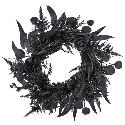 Kunstkranz CREATIV GREEN "Mix-Kranz", schwarz, Ø:60cm, Kunststoff, Kunstpflanzen, mit außergewöhnlicher Farbgebung