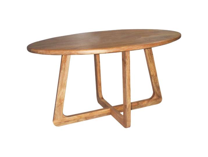 Mid.you Esstisch Bahru, Naturfarben, Holz, Mangoholz, vollmassiv, oval, U-Form, 100x75.5x145 cm, Esszimmer, Esstische, Esstische