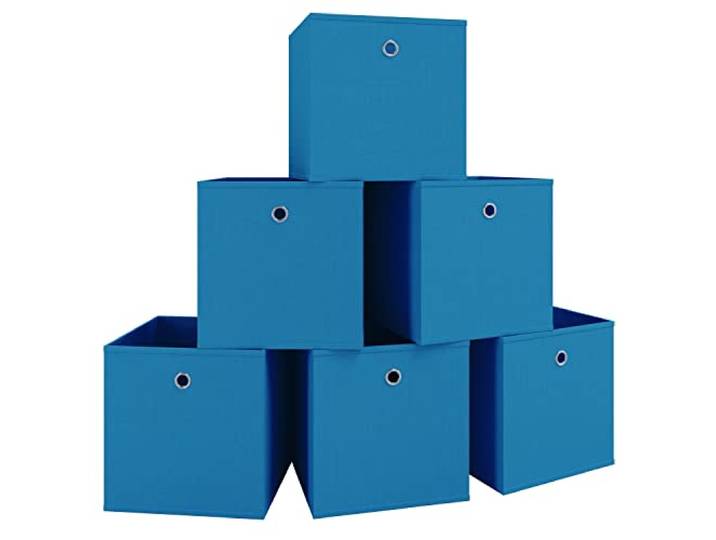 VCM Aufbewahrungsbox Blau 27x27x28cm 6 Fächer faltbar Stoff Aufbewahrung Ordnungshelfer für mehr Stauraum - Diele oder Kleiderschrank - für Vielsammler und Sparfüchse - platzsparend zusammenfaltbar