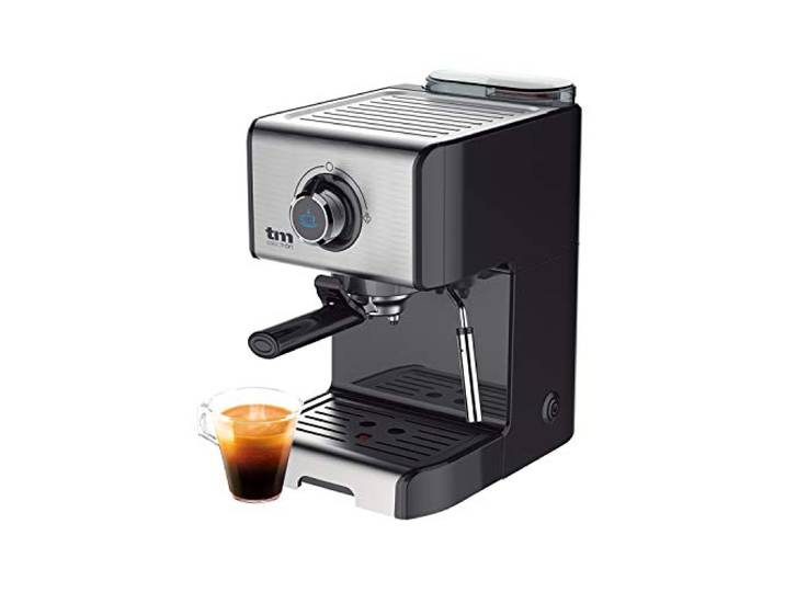 TM Electron TMPCF101 Manuelle Espressomaschine mit 15 bar Druck, 1200 W, 1,2 l Tank, Milchaufschäumer, 3 Funktionen, aus Edelstahl, 1 Tassen