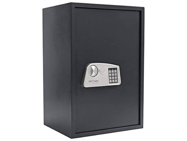 Rottner Möbeltresor Noah 5 Stahl Elektronikschloss mechanische Notöffnung anthrazit BxHxT 45x67x36 cm herausnehmbarer Fachboden Filzeinlage inkl. Befestigungsmaterial