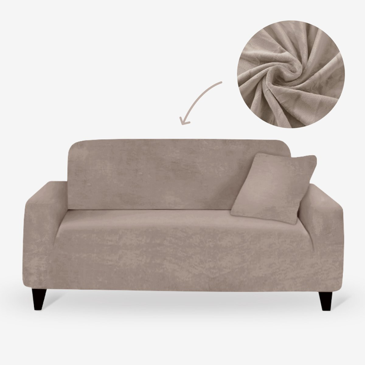 BankhoesDiscounter Velvet Voorgevormde Bankhoes M2 (130-175cm) – Champagne – Stretch Sofa Cover