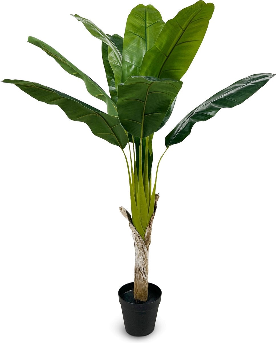 IvoQ Kunst Bananenplant 120 cm - Groene kamerplant in pot