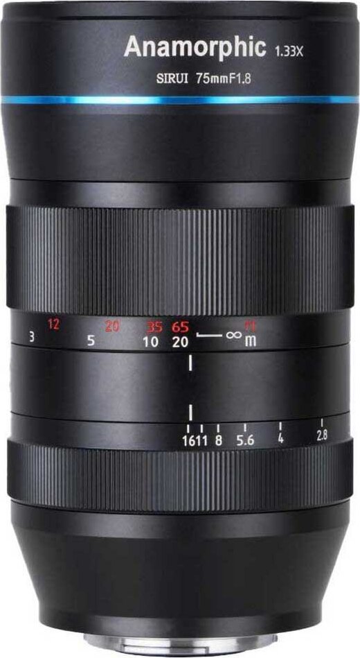 Sirui 75 mm / F 1.8 ANAMORPHIC 1.33X Teleobjektiv fÃ1/4r Fujifilm X Systemkameras, F1,8, 67 mm Filterdurchmesser, 800 g
