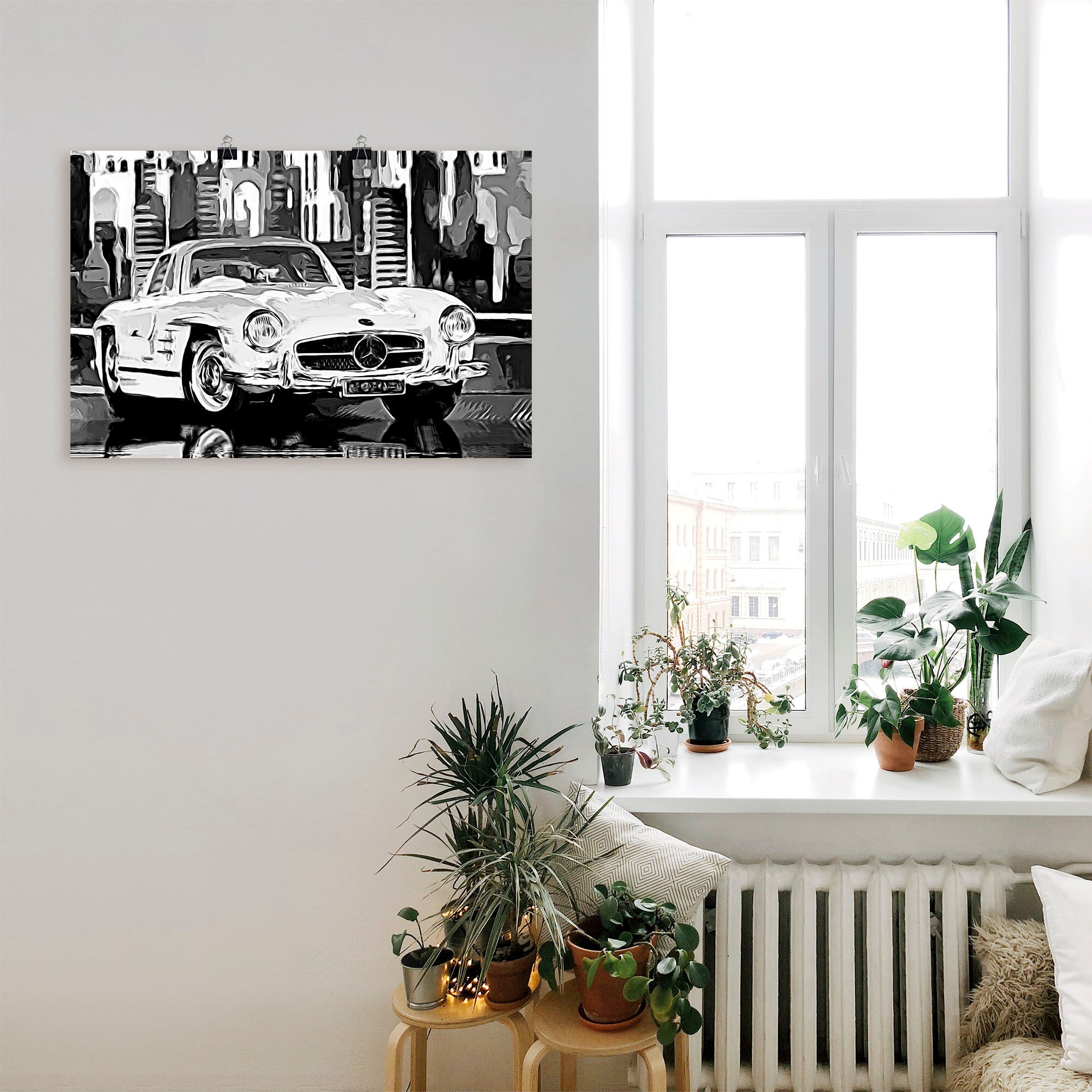 Wandbild ARTLAND "300 SL Flügeltürer", schwarz (farbe bild(er): schwarz), B:60cm H:40cm, Bilder, Wandbild, als Leinwandbild, Poster in verschied. Grössen farbe bild(er): schwarz B/H/T: 60cm x 40cm, Poster Auto Querformat, 1 Stk.