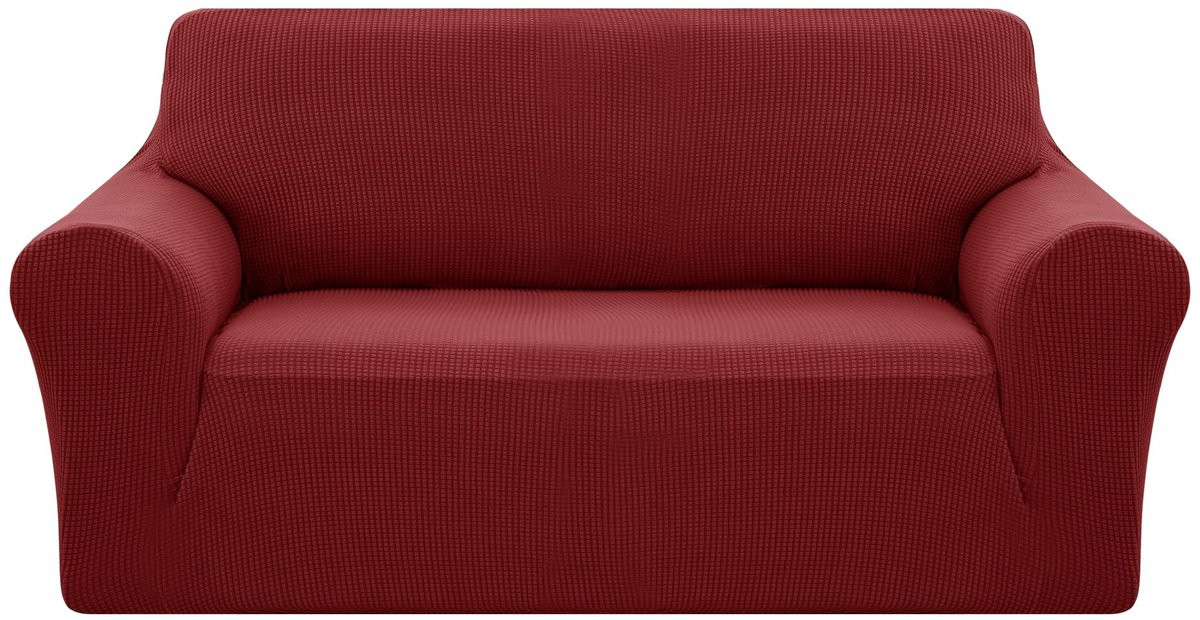 Dailygoods Stretch Bankhoes Luxe Meubelhoes Bordeaux Kerst Fluweel voor 2 Zits