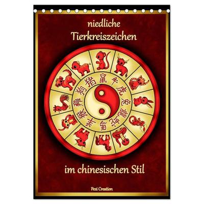 niedliche Tierkreiszeichen im chinesischem Stil (Tischkalender 2026 DIN A5 hoch), CALVENDO Monatskalender