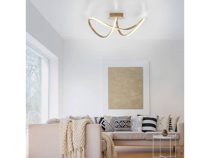 JUST LIGHT. GmbH LED Deckenleuchte Maria, dimmbar, messing / gold, für Schlafzimmer, Aluminium, Modern
