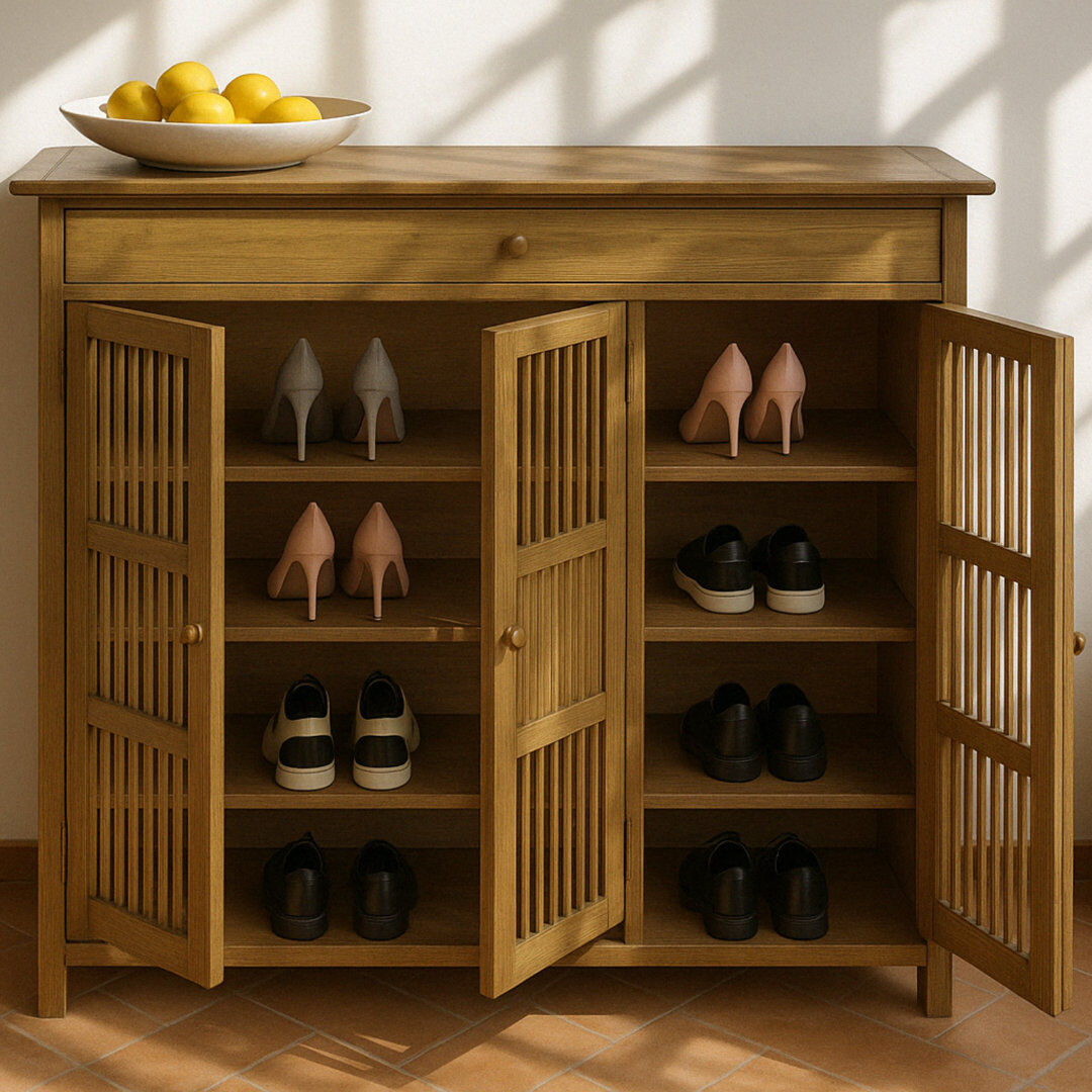 Rafaelo Mobilia 24 Pair Wooden Hallway Shoe Storage Cabinet Brown 24