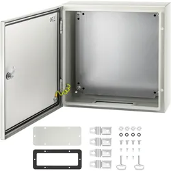 VEVOR Schaltschrank NEMA-Industriegehäuse, 50 x 50 x 15 cm NEMA 4X-Stahl-Verteilerschrank, IP66 wasser- und staubdicht, elektrischer Anschlusskasten für den Außen-/Innenbereich, mit Montageplatte