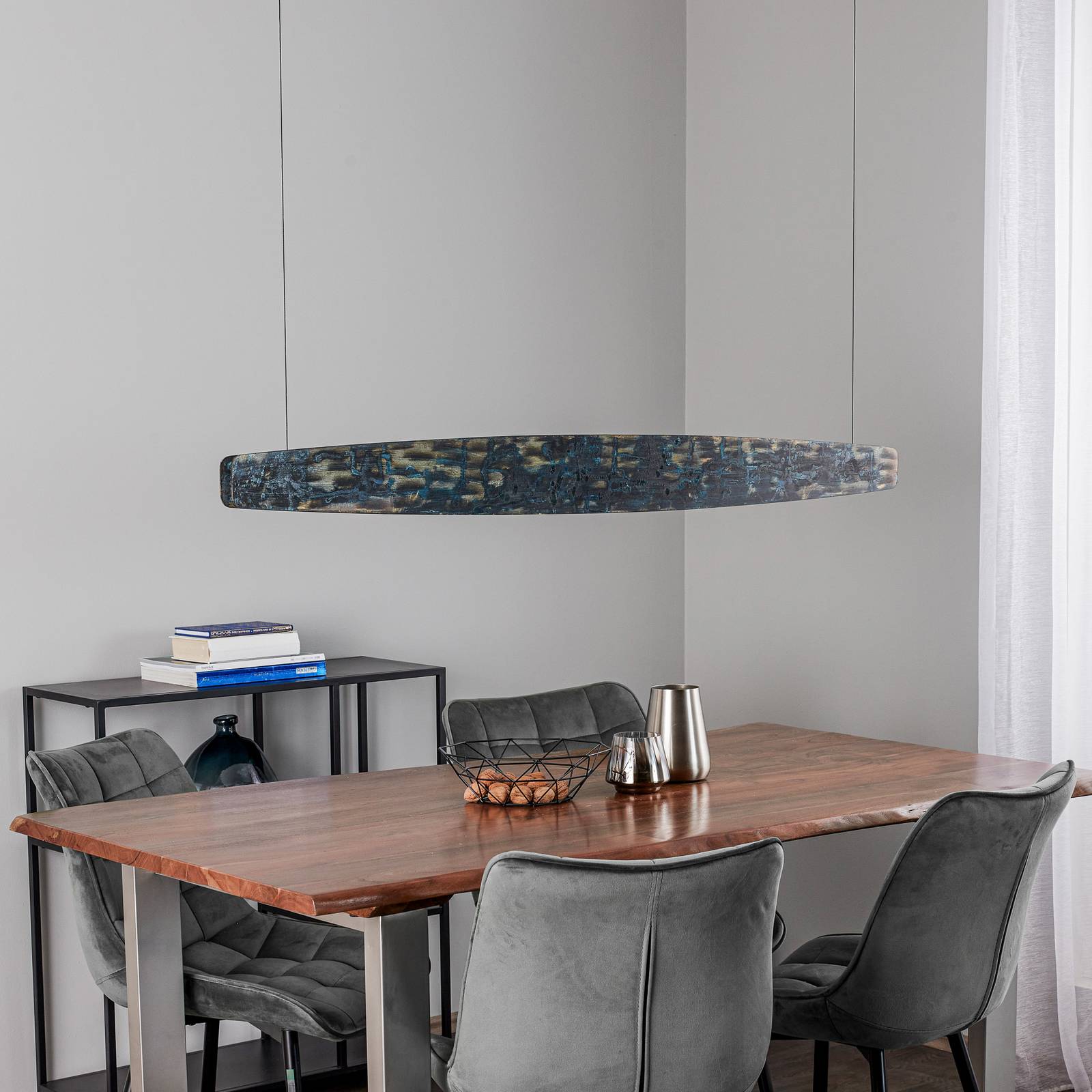 Hängelampe Lysia Quitani, dimmbar, alu / grau / zink, für Küche, Aluminium, Modern