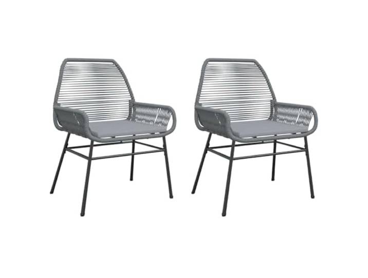 GHVBNMF Gartenstühle 2er Set mit Kissen Grau Poly Rattan Gartensessel Komfortable Armlehnenstühle für Balkon Terrasse und Garten, inklusive Sitzkissen und stabilem Stahlrahmen.
