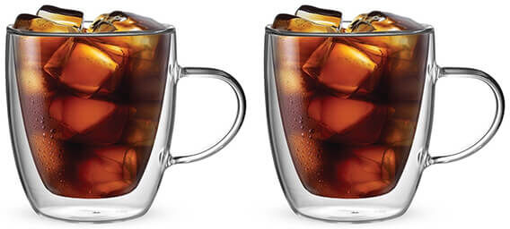 Bialetti Capri Double Walled Set Of 2 350ml Glass Mugs
