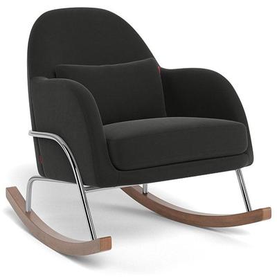 Monte Design Jackie Rocker - Chrome Base / Black Performance Microfiber Fabric