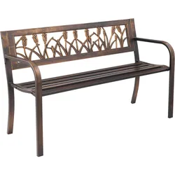 VEVOR Gartenbank Gartenmöbel Bänke 127 cm 250 kg Tragkraft, Terrassenbank mit Metallrahmen aus Karbonstahl Balkonbank mit PVC-Blumenmuster und Armlehnen mit abgerundeten Kanten Antikbronze