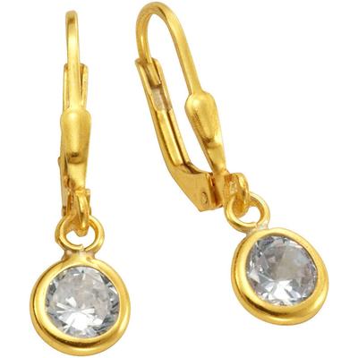 Paar Ohrhänger FIRETTI "Schmuck Geschenk, Ohrringe Solitär, Silber 925", gold (gelbgoldfarben, kristallweiß, kristallweiß), Ohrringe, Damen, Silber 925 (Sterlingsilber), mit Zirkonia (synth.)