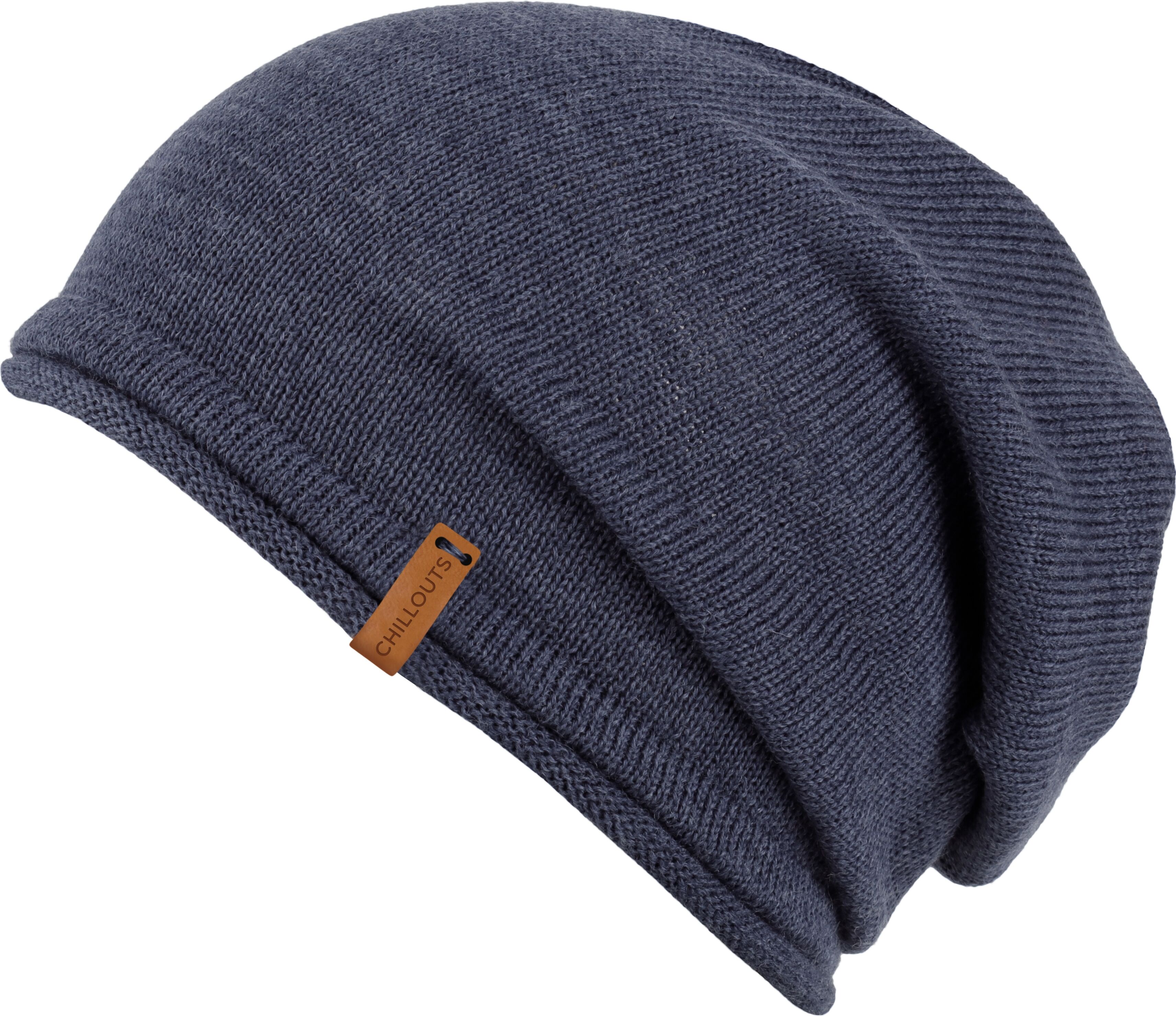 Beanie CHILLOUTS "Leicester Hat", Herren, blau, Feinstrick, Wollmischung, unifarben, Mützen Beanie, Feinstrick, aus Merinowolle mit weicher Haptik blau Einheitsgröße