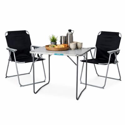 Mojawo 3-teiliges Campingmöbel Outdoor Camping Set Alu L70xB50xH59cm schwarz