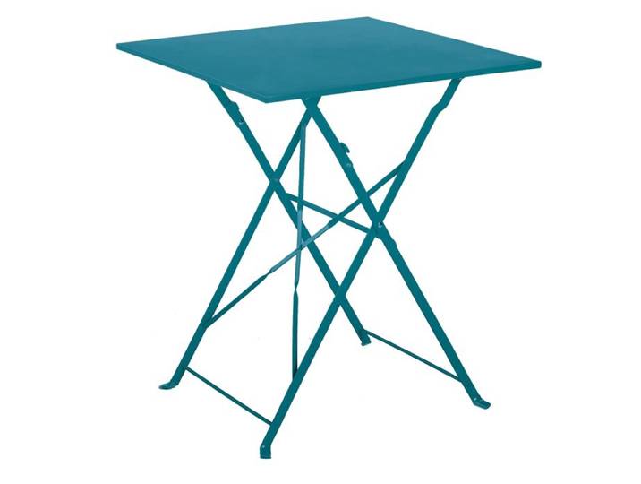 Table carrée de jardin pliante en acier Bleu Canard 60x60 cm