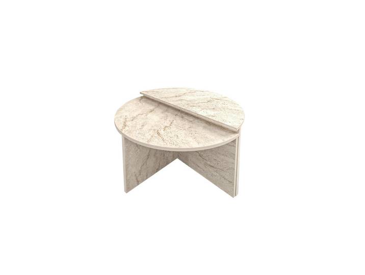 Livetastic Couchtischset Dolunay Couchtisch, Beige, 2-teilig, Steinoptik, 38-35x51.8-47.5x70-70 cm, Wohnzimmer, Wohnzimmertische, Satztische