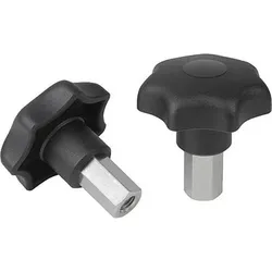 STERNGRIFF VERLÄNGERTER BUND D=M06 L=20, D1=40, H=25, SW=10, FORM:K, THERMOPLAST SCHWARZ, KOMP:STAHL BLAU