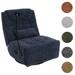 Relaxsessel HWC-P92, TV-Sessel Fernsehsessel, drehbar Kippfunktion Handyhalterung, Stoff Chenille (260g/m2) ~ blau