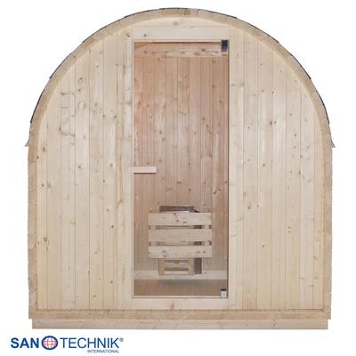 Sauna SANOTECHNIK "Außensauna ISLAND", natur, Saunaofen, integrierte Steuerung, 3,6 kW, Saunen, 2 oder 4 Personen; inkl. 3,6 kW oder 8 kW Saunaofen und Saunasteine