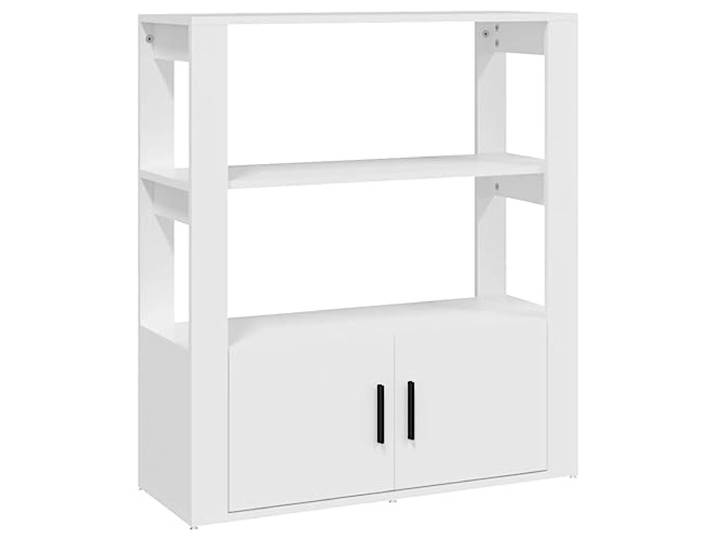 GHVBNMF Sideboard Weiß 80x30x90 cm Holzwerkstoff Kommode Schrank Vielseitiger Beistellschrank mit Türen und Ablagen für Wohnzimmer, Flur und Flurbereich, stilsicher und funktional.