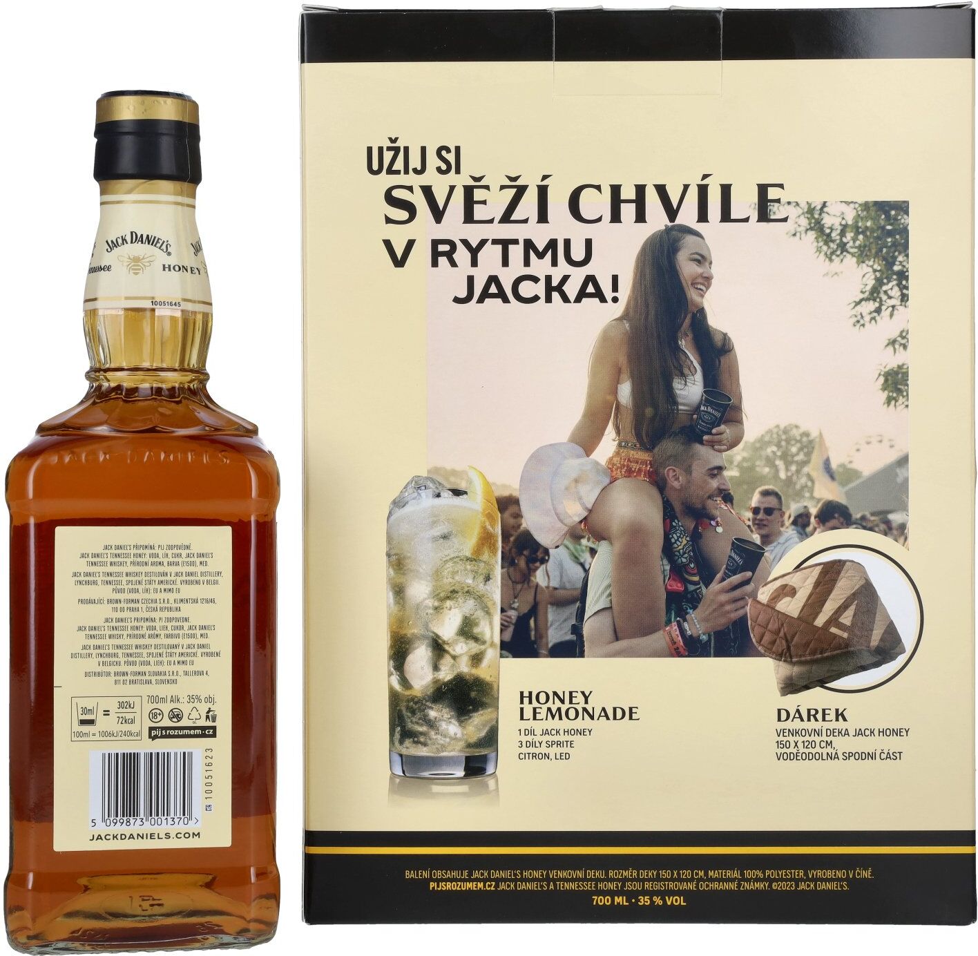 Jack Daniel's Tennessee HONEY 35% Vol. 0,7l in Geschenkbox mit Party Blanket