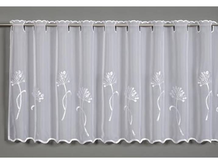Sehlbach Bistrogardine Voile Stickerei Pusteblume, Weiß, 140 x 48 cm Bistrogardine, Lichtdurchlässig, Florale Stickerei, Öko-Tex Zertifiziert, Einfache Dekoration