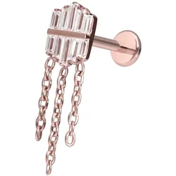 Premium Titan Labret mit Innengewinde KRISTALLCHILD + 3 KETTEN