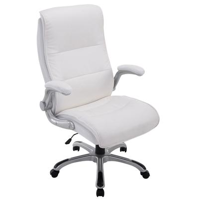 Décoshop26 - Bequemer Bürostuhl auf Rollen höhenverstellbar weißes PVC und Kunststoff 10_0002407 10_0002407