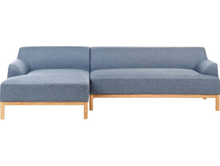 BELIANI 3-Sitzer Ecksofa Blau Stoffbezug mit Chaiselounge Rechts Armlehnen Niedrige Rückenlehne Tiefe Sitzfläche Hohe Holzbeine Skandi Wohnzimmer