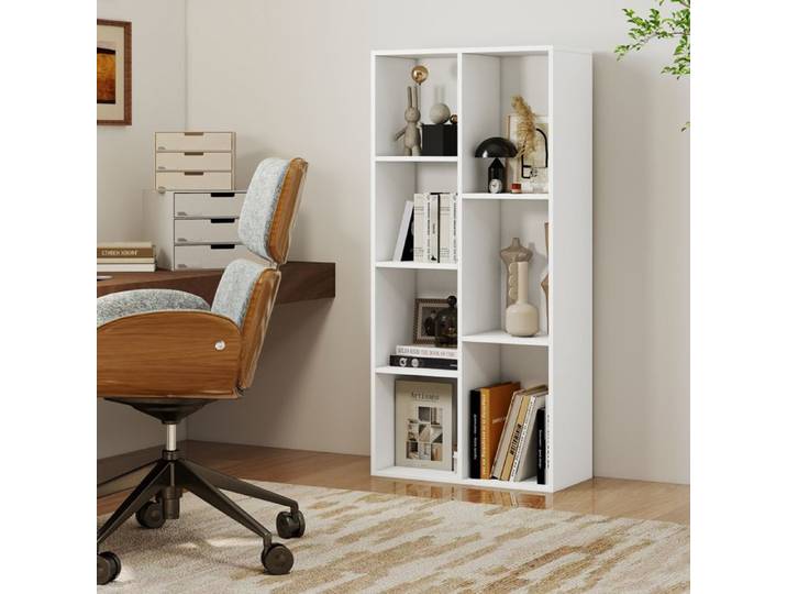 GIANTEX Bibliothèque Moderne avec 7 Compartiments Ouvertes Pose Verticale & Horizontale Meuble de Rangement 49 5x23x106cm Blanc