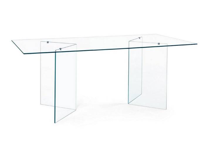 Natur24 Esstisch Esstisch Iride 180x90x75cm aus gehärtetem Glas Transparent komplett